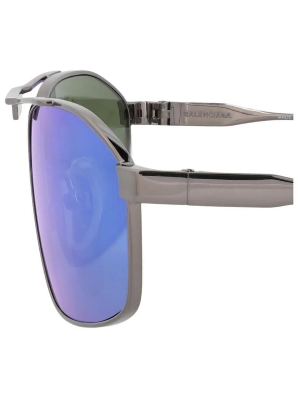 New Balenciaga Mens Aviator Ruthenium Ruthenium Blue Fashion Designer Sunglasses
